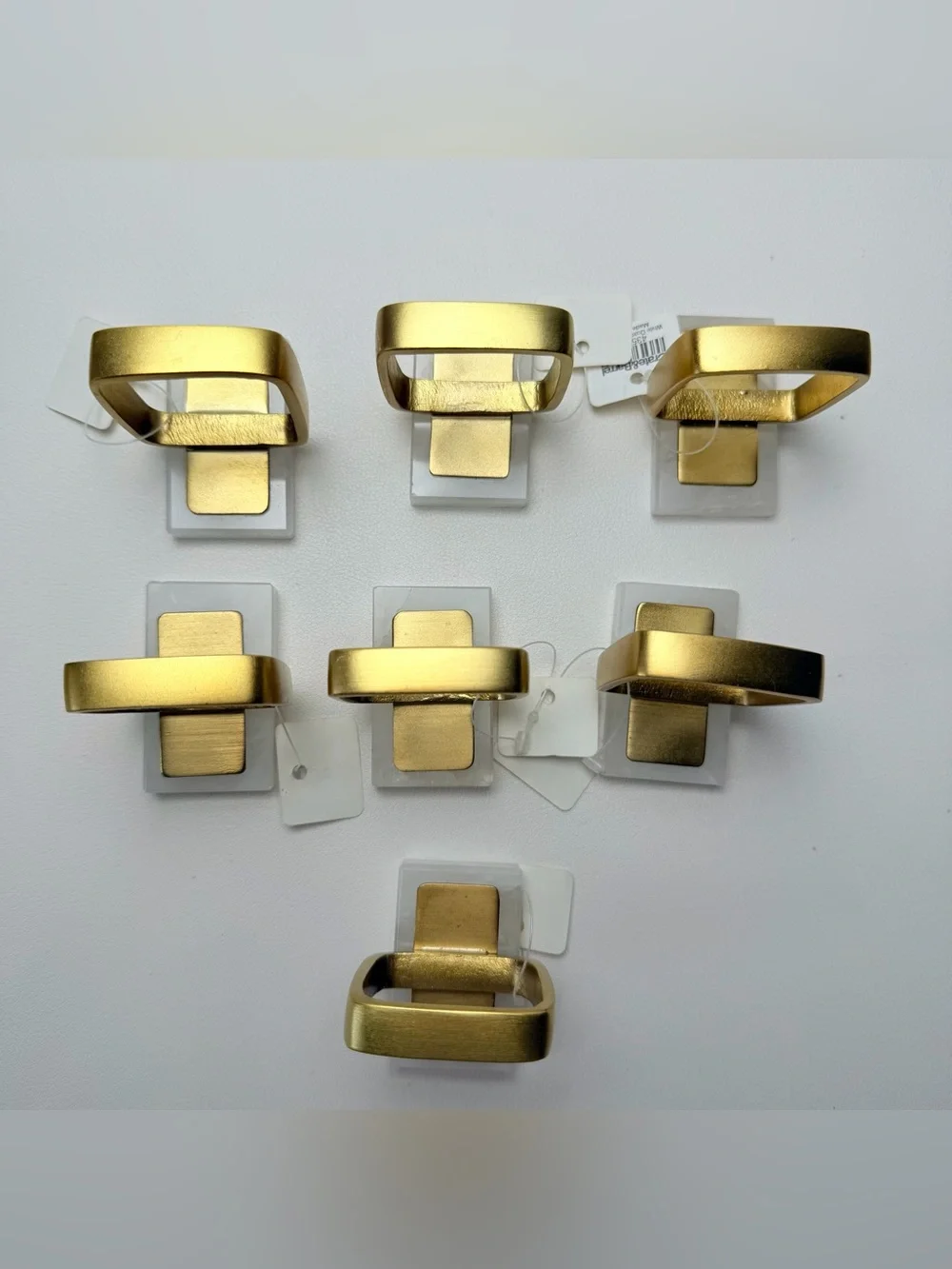 Crate & Barrel White Quartz Marble Gold Napkin Ring s 7pcs set Table Setting